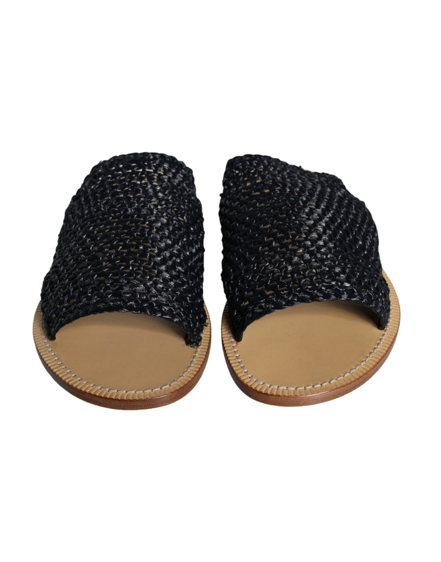 Claquettes en raphia tressé monochrome noir Dolce &amp; Gabbana