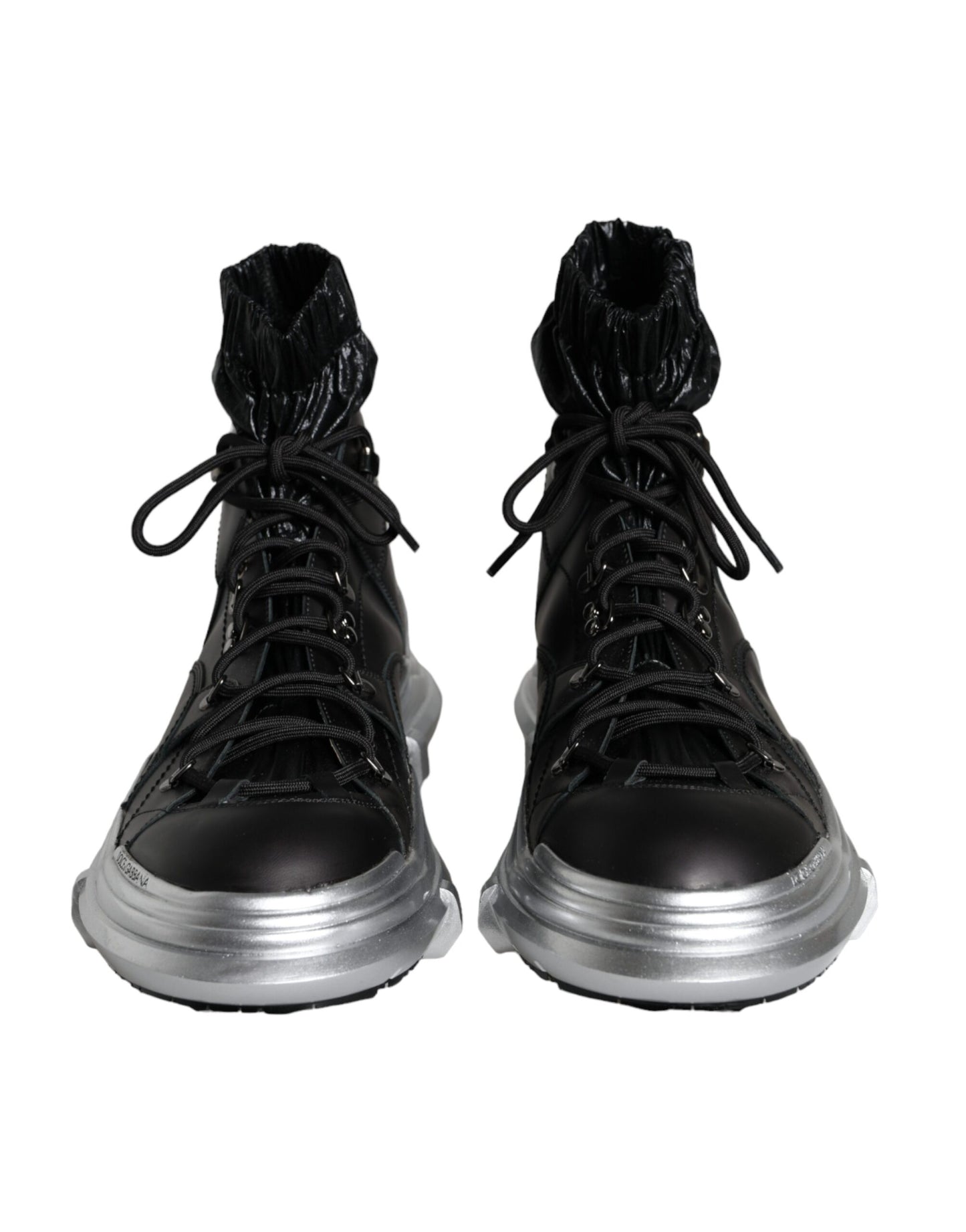 Dolce & Gabbana Black Nylon Galileo High Top Sneakers Shoes by Dolce & Gabbana