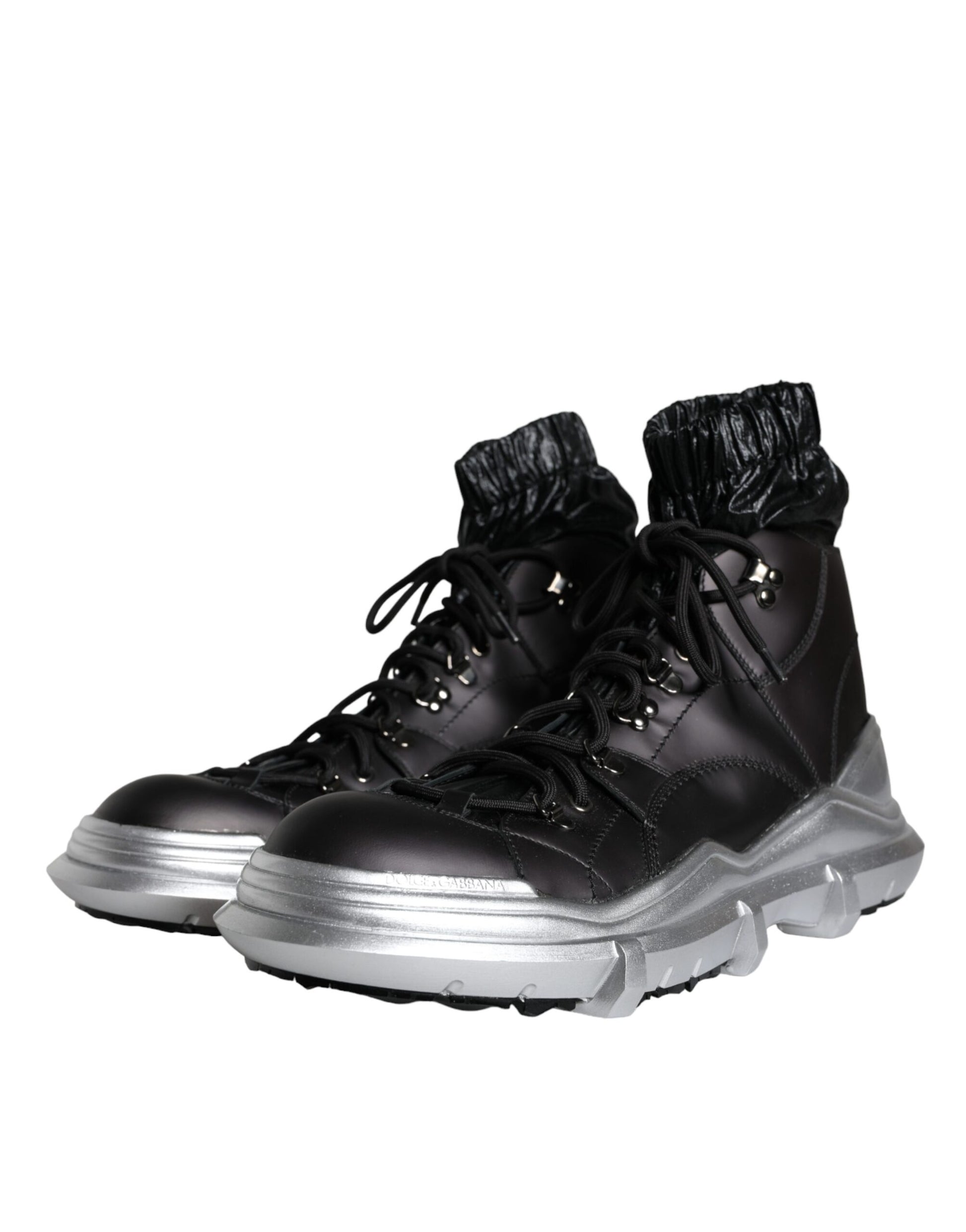 Dolce & Gabbana Black Nylon Galileo High Top Sneakers Shoes by Dolce & Gabbana
