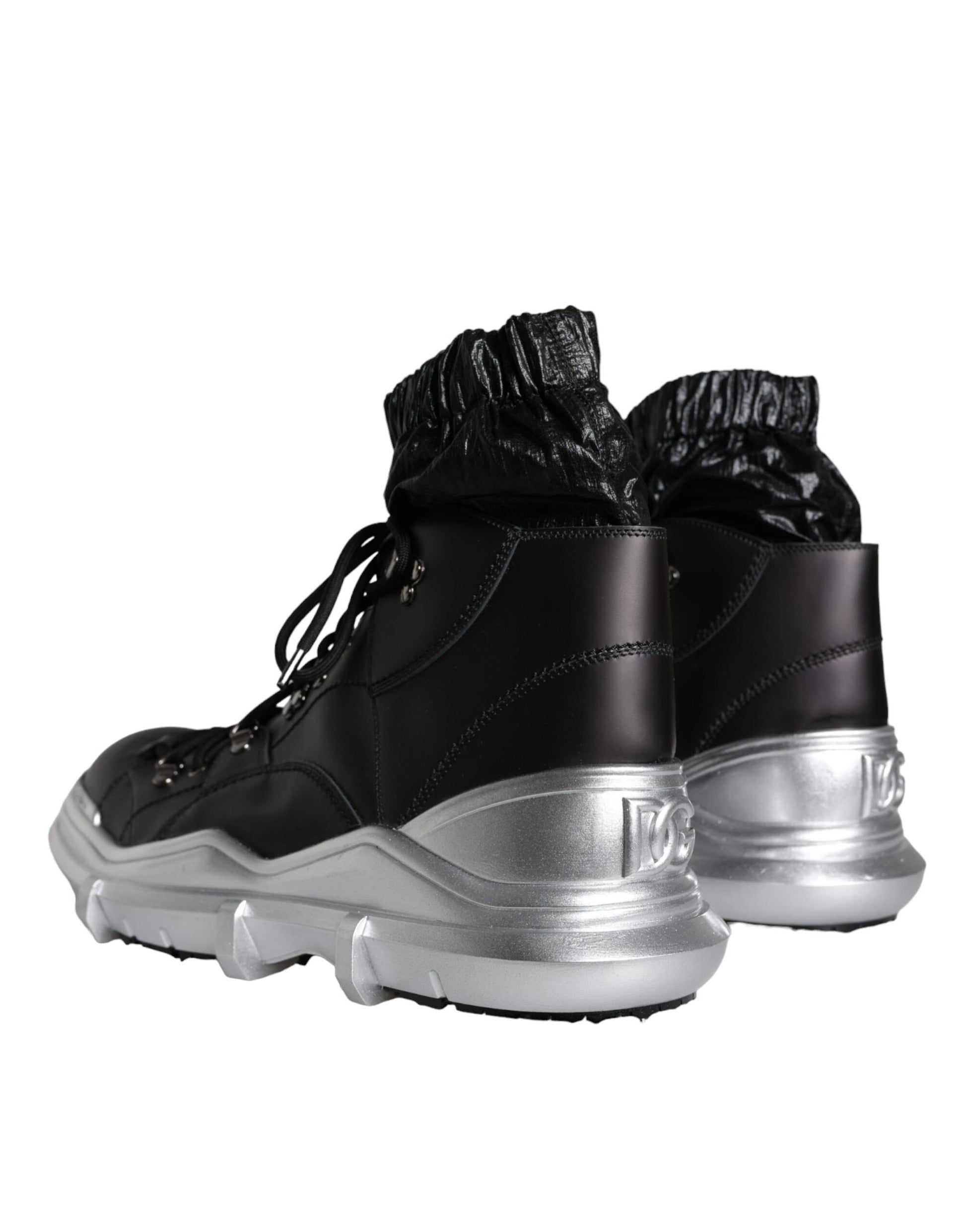 Dolce & Gabbana Black Nylon Galileo High Top Sneakers Shoes by Dolce & Gabbana
