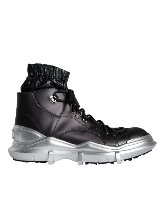 Dolce & Gabbana Black Nylon Galileo High Top Sneakers Shoes by Dolce & Gabbana