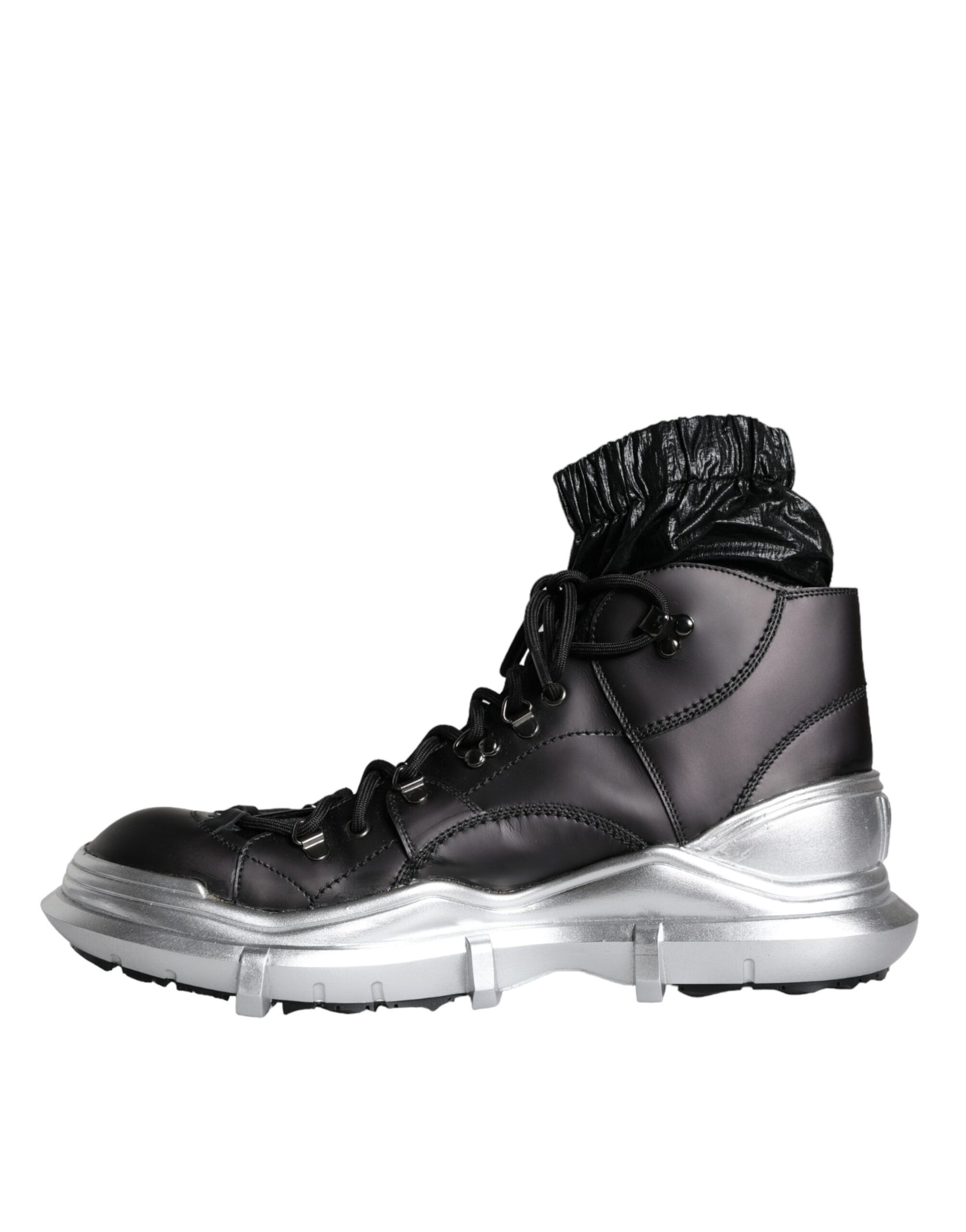 Dolce & Gabbana Black Nylon Galileo High Top Sneakers Shoes by Dolce & Gabbana