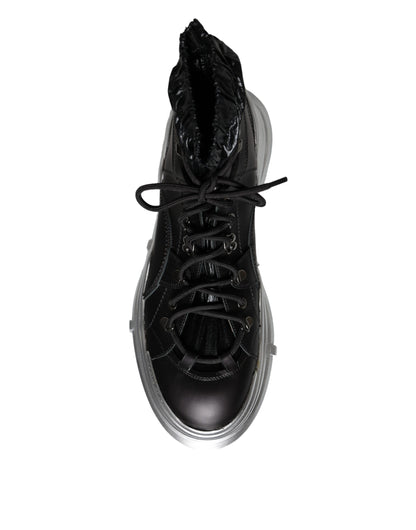 Dolce & Gabbana Black Nylon Galileo High Top Sneakers Shoes by Dolce & Gabbana