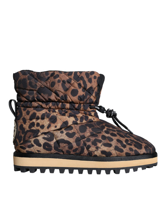 Bottines matelassées à imprimé léopard marron Dolce &amp; Gabbana