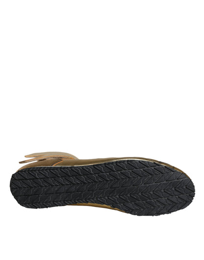 Dolce & Gabbana Gold Leather Sartoria High Top Sneakers Shoes by Dolce & Gabbana