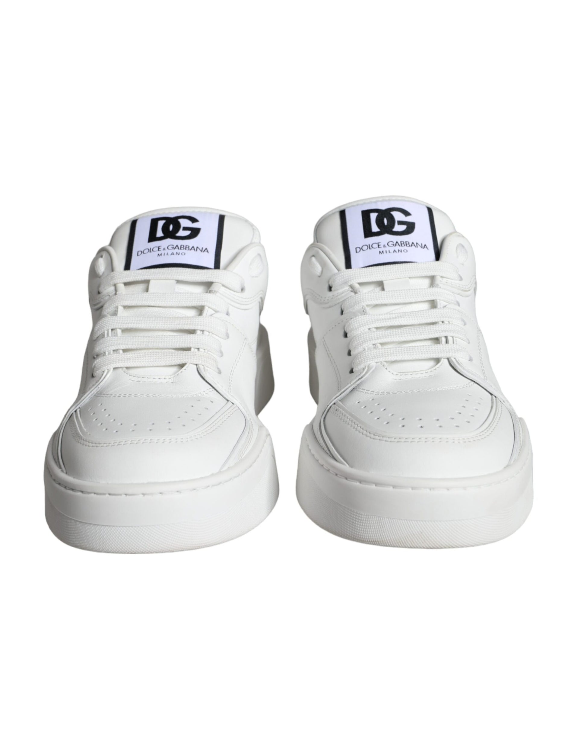 Dolce & Gabbana White Miami Leather Low Top Sneakers Shoes by Dolce & Gabbana