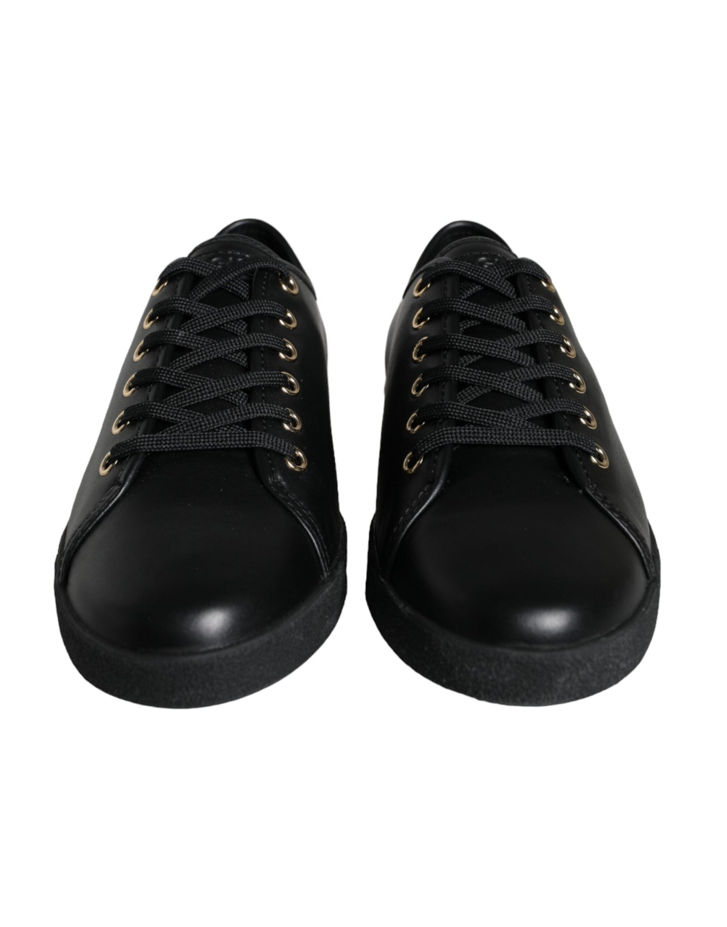 Dolce & Gabbana Black Gold Leather Classic Sneakers Shoes by Dolce & Gabbana