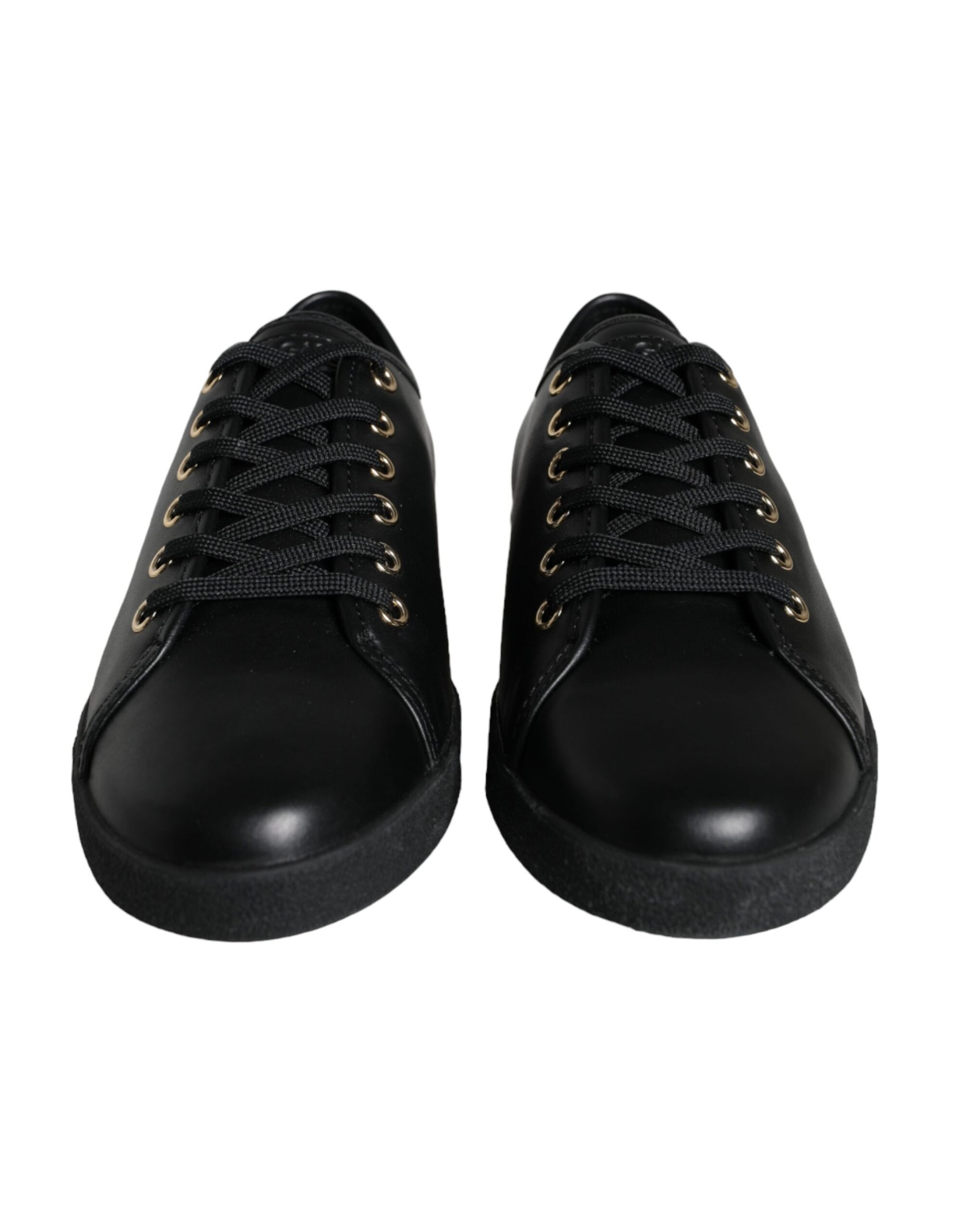 Dolce & Gabbana Black Gold Leather Classic Sneakers Shoes by Dolce & Gabbana