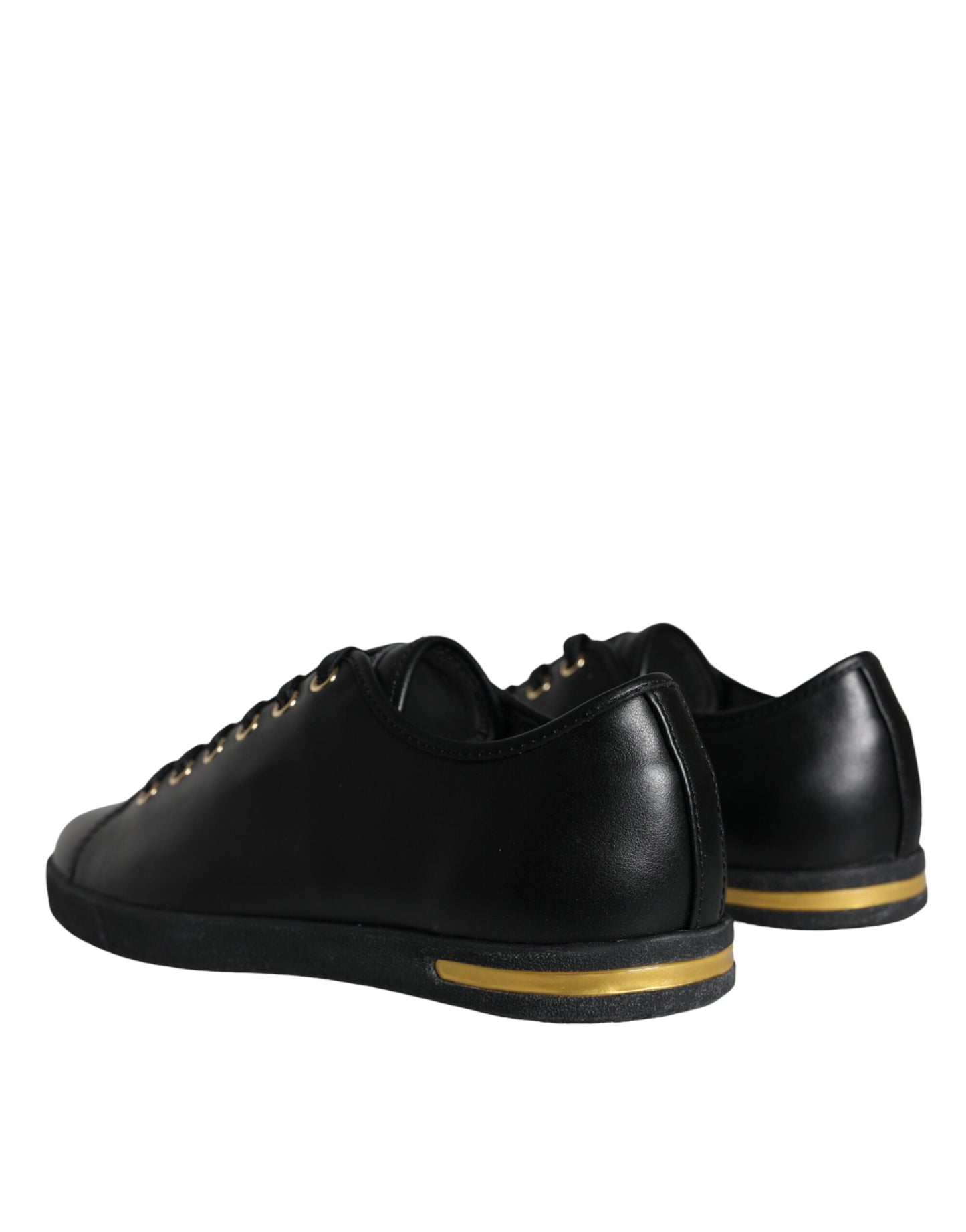 Dolce & Gabbana Black Gold Leather Classic Sneakers Shoes by Dolce & Gabbana