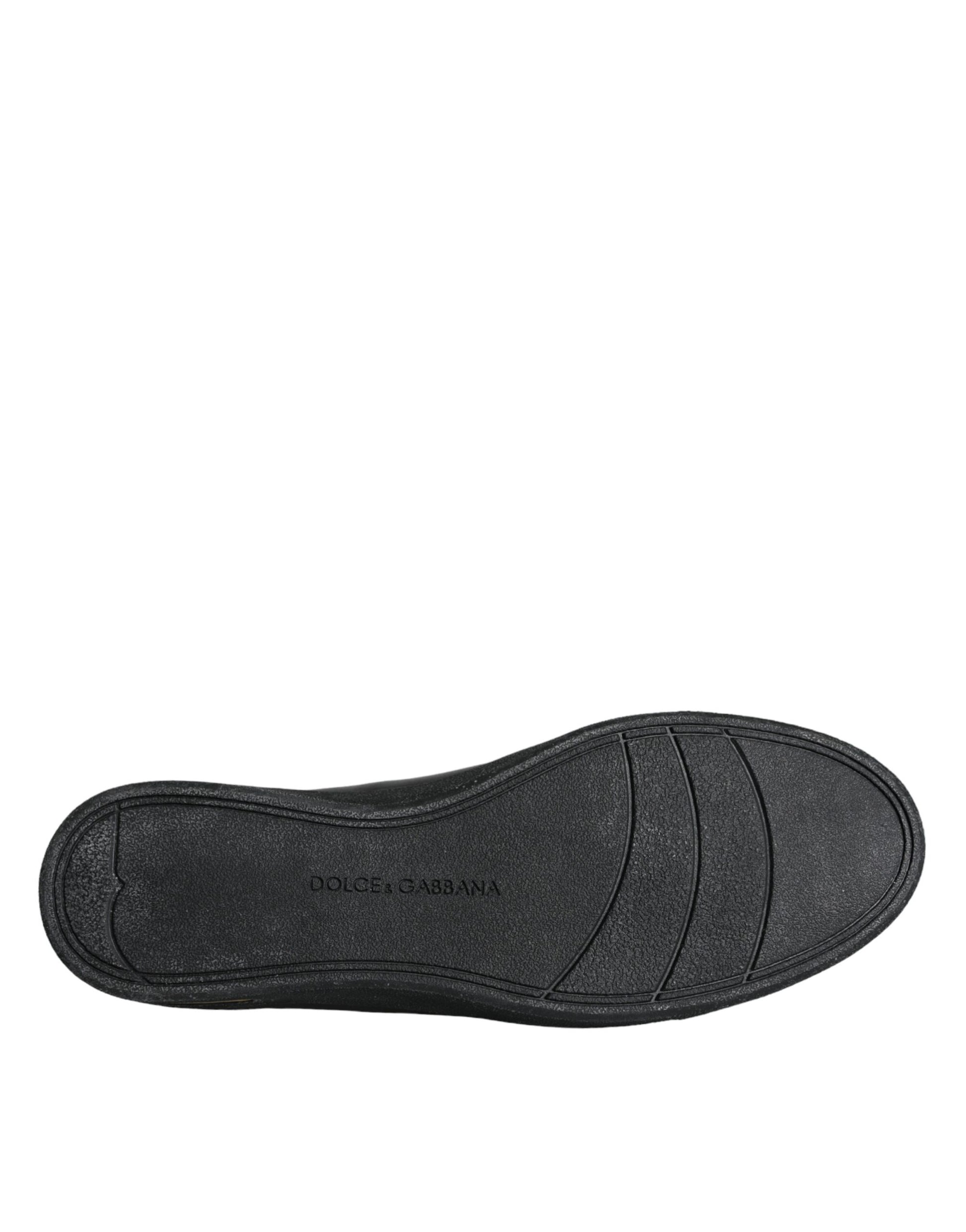 Dolce & Gabbana Black Gold Leather Classic Sneakers Shoes by Dolce & Gabbana