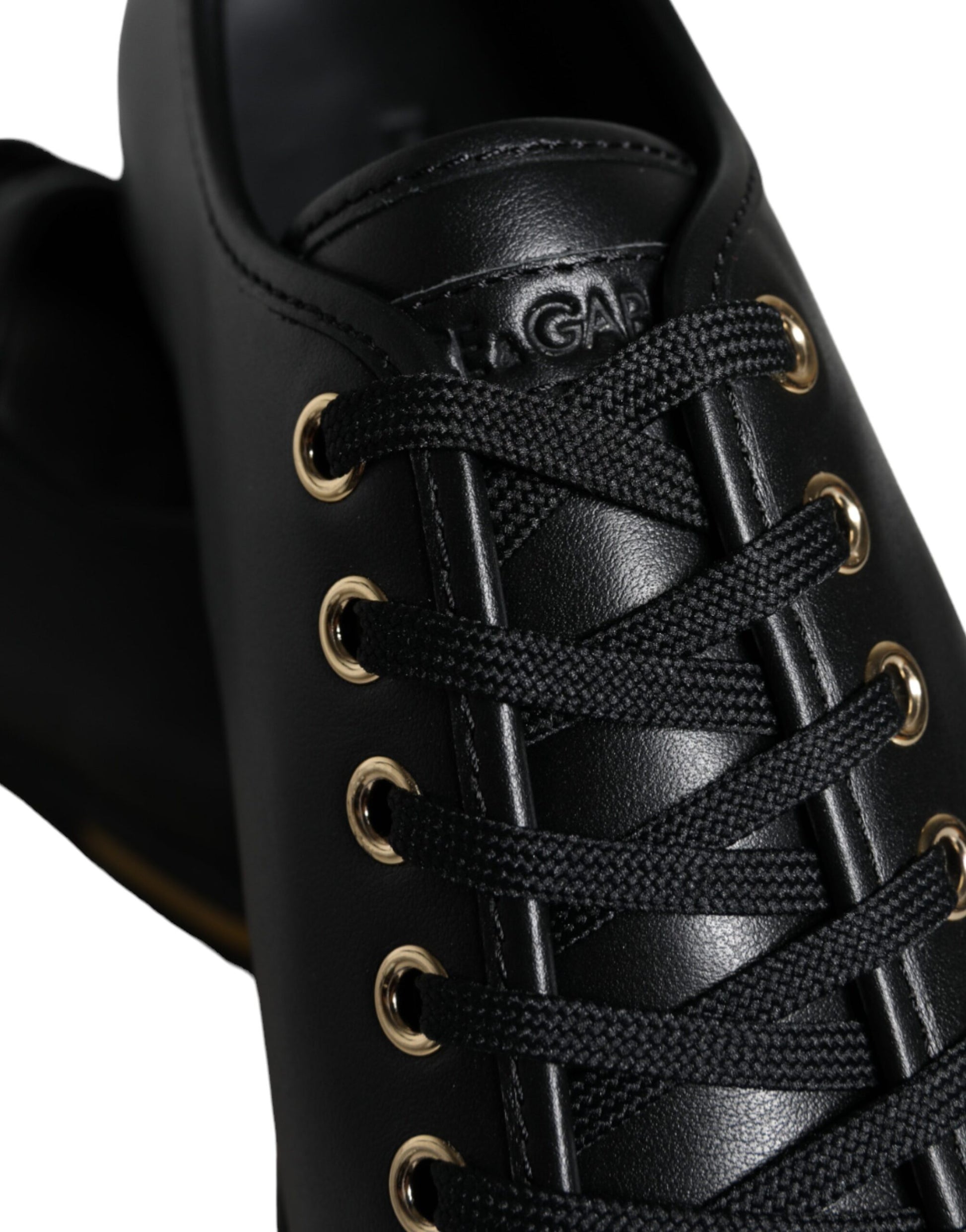 Dolce & Gabbana Black Gold Leather Classic Sneakers Shoes by Dolce & Gabbana