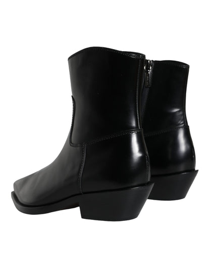 Bottines en cuir noir Dolce &amp; Gabbana