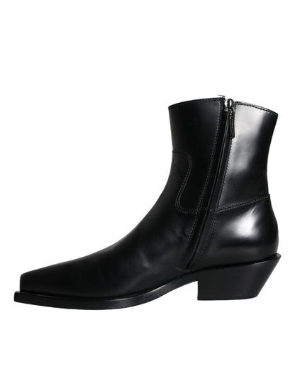 Bottines en cuir noir Dolce &amp; Gabbana