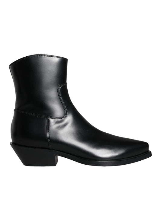 Bottines en cuir noir Dolce &amp; Gabbana