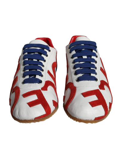 Dolce & Gabbana Multicolor Leather Logo Casual Sneakers Shoes by Dolce & Gabbana