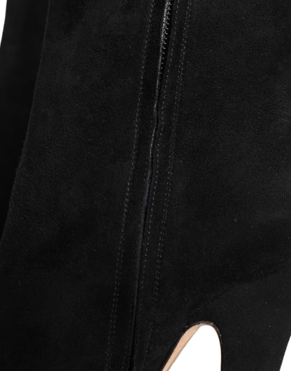 Bottes mi-mollet en daim noir Dolce &amp; Gabbana