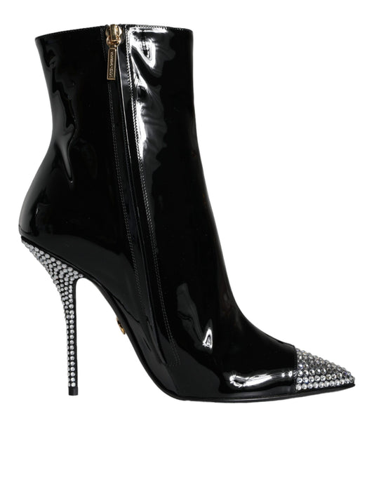 Bottes à talons en cuir verni noir Dolce &amp; Gabbana