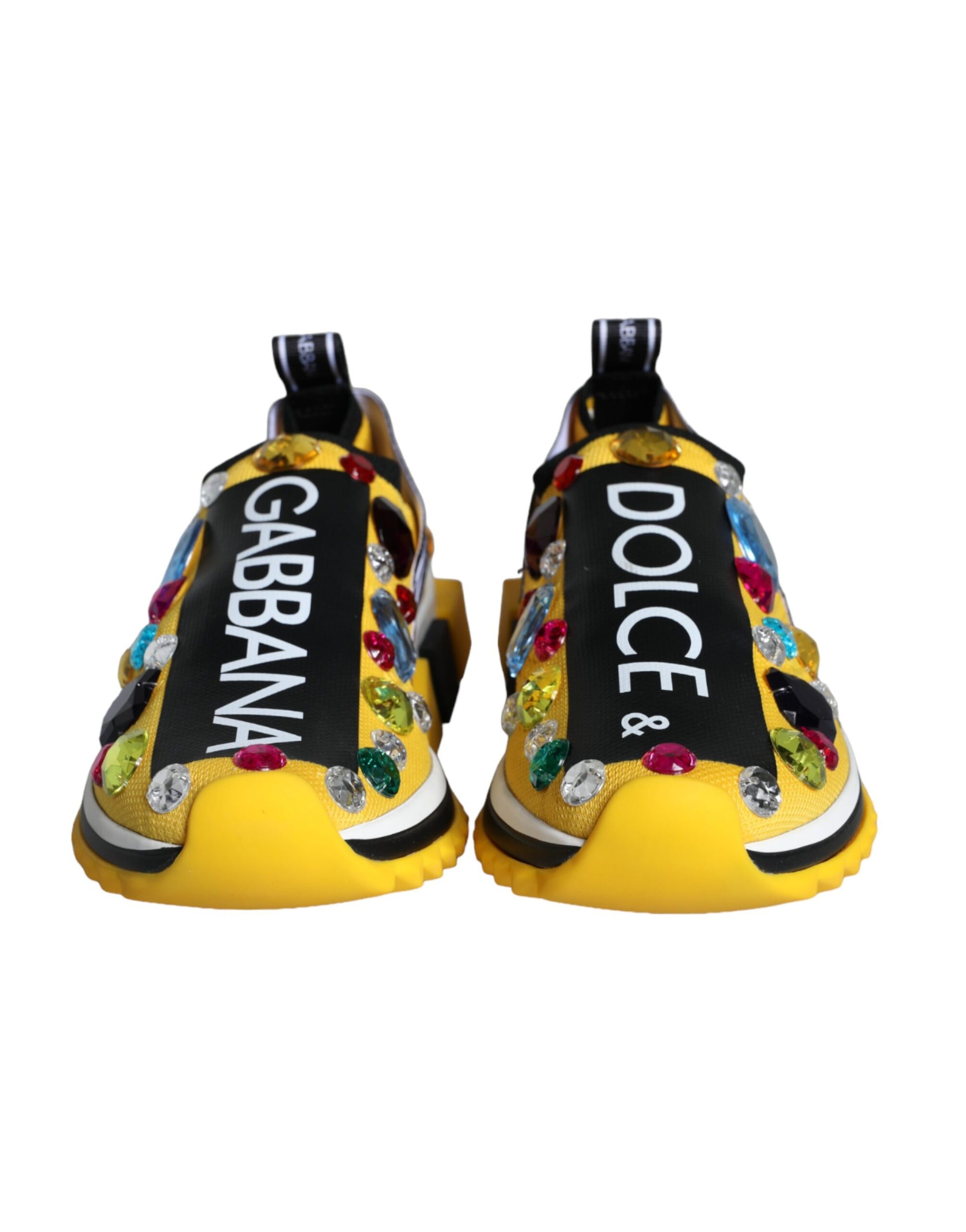 Dolce & Gabbana Yellow Sorrento Crystals Sneakers Womens Shoes by Dolce & Gabbana