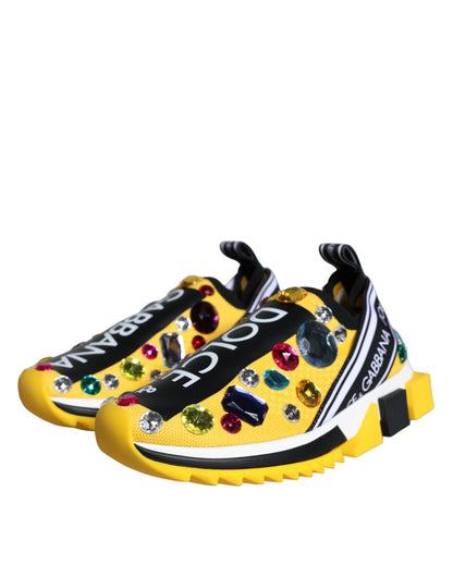 Dolce & Gabbana Yellow Sorrento Crystals Sneakers Womens Shoes by Dolce & Gabbana