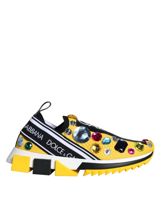 Dolce & Gabbana Yellow Sorrento Crystals Sneakers Womens Shoes by Dolce & Gabbana