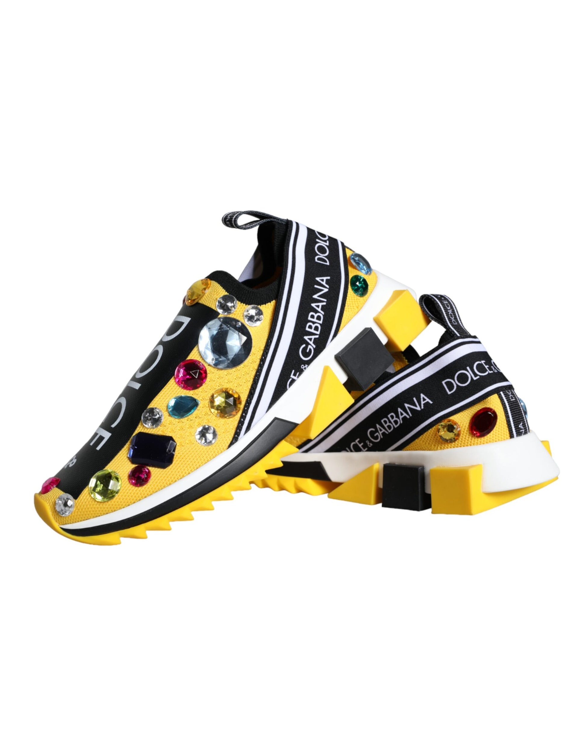 Dolce & Gabbana Yellow Sorrento Crystals Sneakers Womens Shoes by Dolce & Gabbana