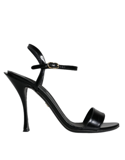 Sandales à talons en cuir noir Dolce &amp; Gabbana KEIRA