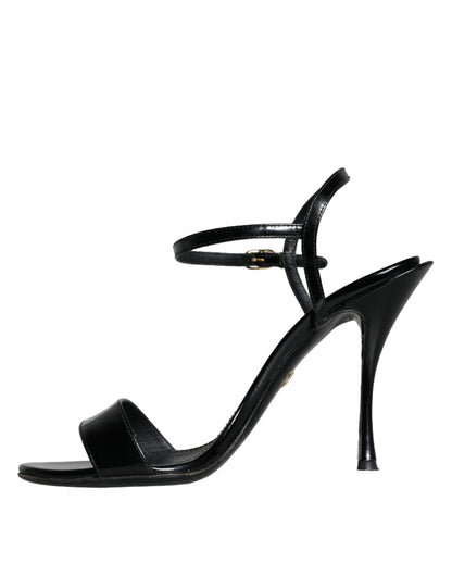 Sandales à talons en cuir noir Dolce &amp; Gabbana KEIRA