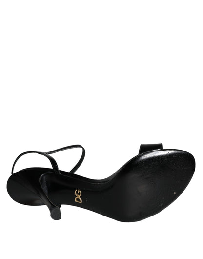 Sandales à talons en cuir noir Dolce &amp; Gabbana KEIRA