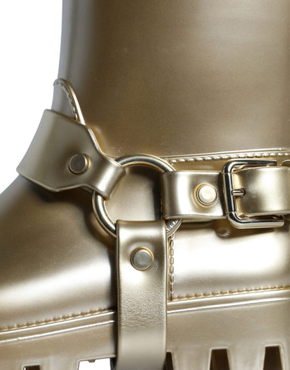 Bottes de pluie Dolce &amp; Gabbana en caoutchouc PVC métallisé doré