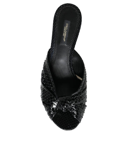 Sandales à talons en cuir noir Dolce &amp; Gabbana