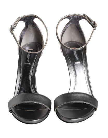 Sandales à talons et bride cheville Dolce &amp; Gabbana argentées KEIRA