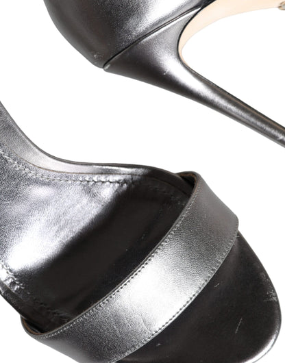 Sandales à talons et bride cheville Dolce &amp; Gabbana argentées KEIRA