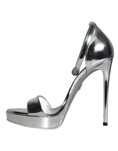 Sandales à talons et bride cheville Dolce &amp; Gabbana argentées KEIRA