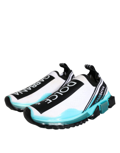 Dolce & Gabbana White Blue Slip On Sorrento Sneakers Shoes by Dolce & Gabbana