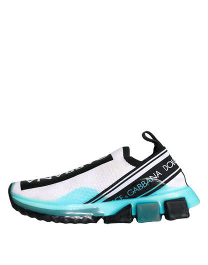 Dolce & Gabbana White Blue Slip On Sorrento Sneakers Shoes by Dolce & Gabbana