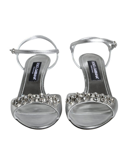 Sandales Keira à bride cheville en cristal argenté Dolce &amp; Gabbana