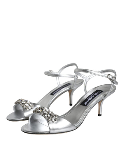 Sandales Keira à bride cheville en cristal argenté Dolce &amp; Gabbana