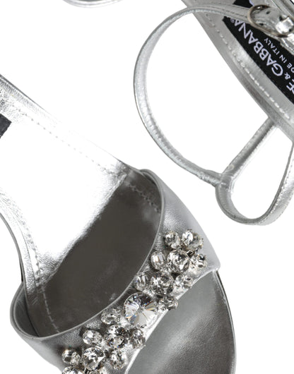 Sandales Keira à bride cheville en cristal argenté Dolce &amp; Gabbana