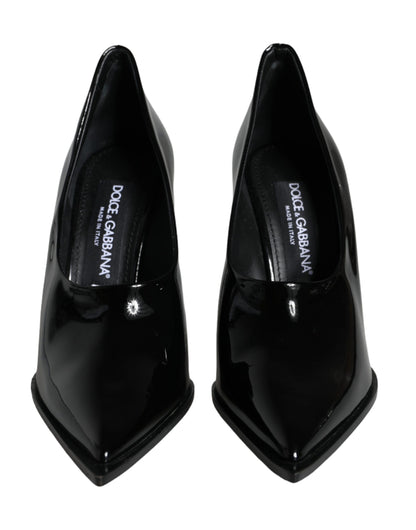 Escarpins à talons hauts en cuir verni noir Dolce &amp; Gabbana