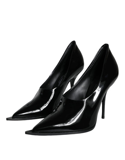 Escarpins à talons hauts en cuir verni noir Dolce &amp; Gabbana