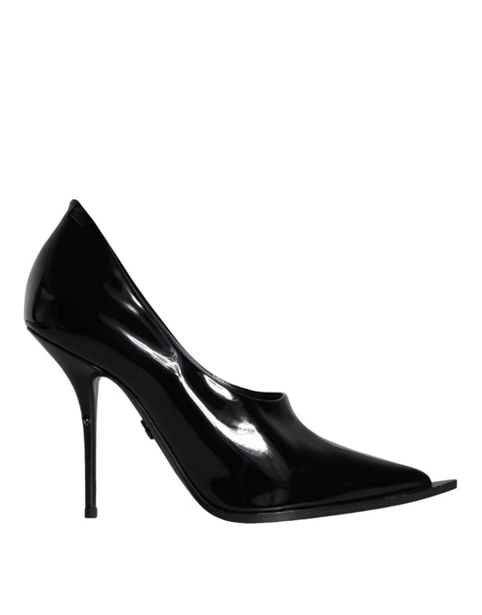 Escarpins à talons hauts en cuir verni noir Dolce &amp; Gabbana