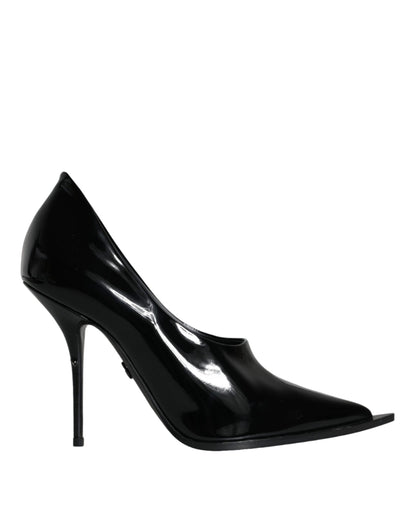 Escarpins à talons hauts en cuir verni noir Dolce &amp; Gabbana