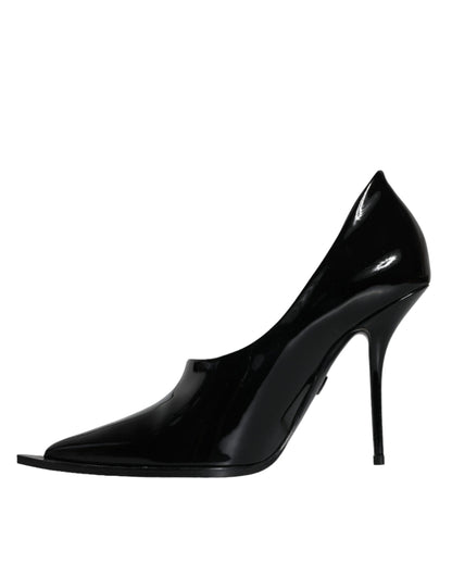 Escarpins à talons hauts en cuir verni noir Dolce &amp; Gabbana