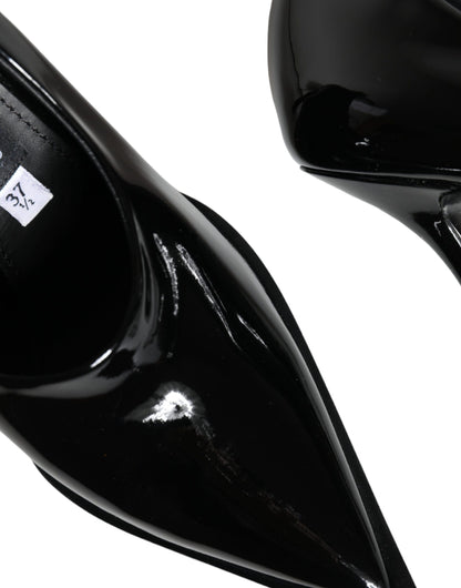 Escarpins à talons hauts en cuir verni noir Dolce &amp; Gabbana