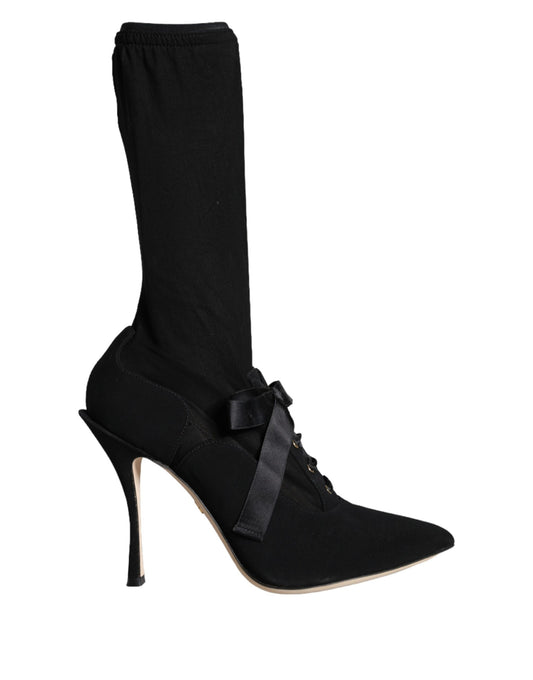 Bottes mi-mollet noires à talons aiguilles Dolce &amp; Gabbana