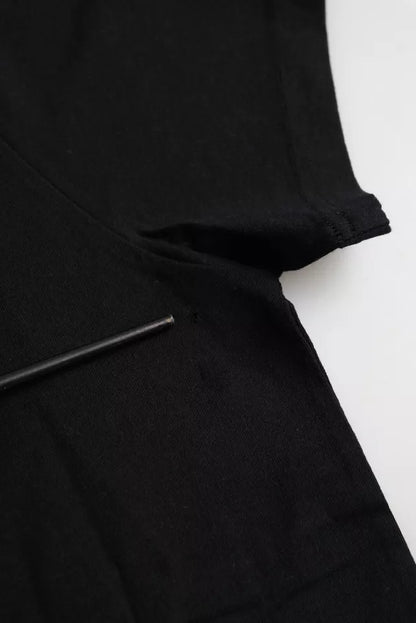 T-shirt col rond manches courtes en coton noir avec logo Balenciaga