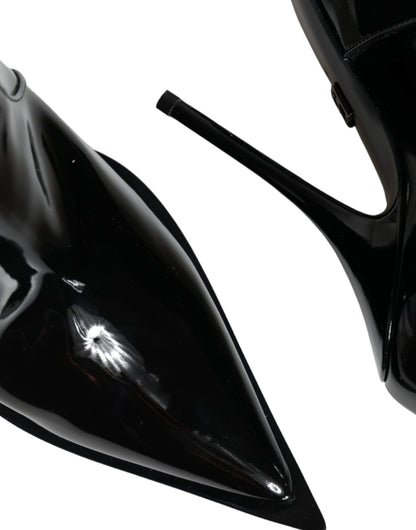 Bottines pointues en cuir verni noir Dolce &amp; Gabbana