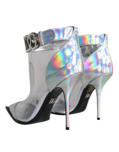 Bottes courtes pointues en PVC irisé argenté Dolce &amp; Gabbana