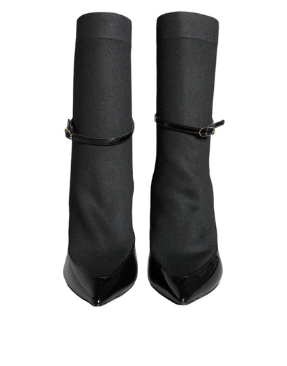 Dolce &amp; Gabbana Bottines à talons aiguilles en cuir noir Chaussettes Chaussures