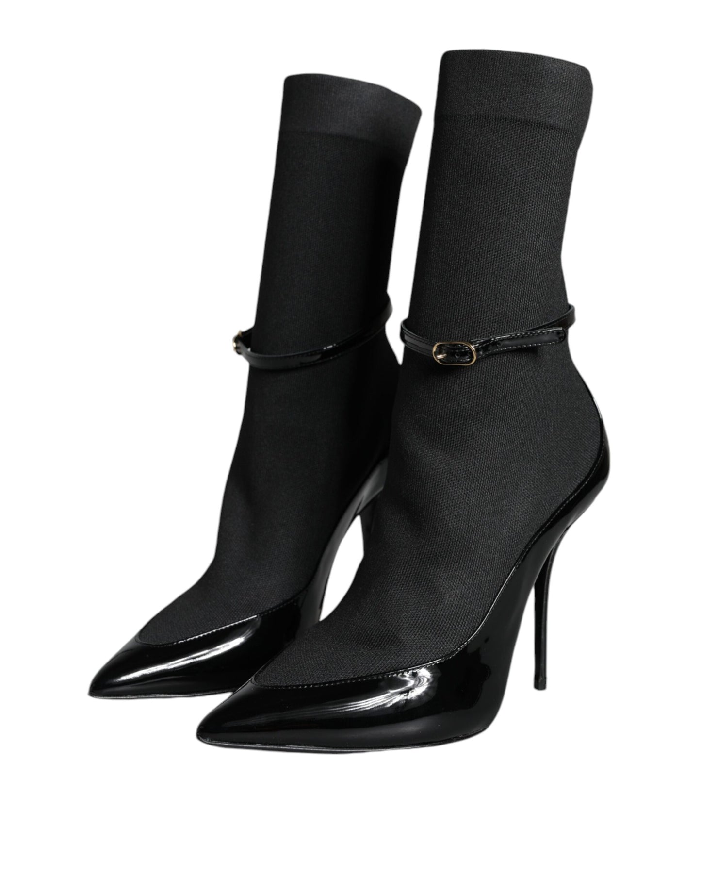 Dolce &amp; Gabbana Bottines à talons aiguilles en cuir noir Chaussettes Chaussures